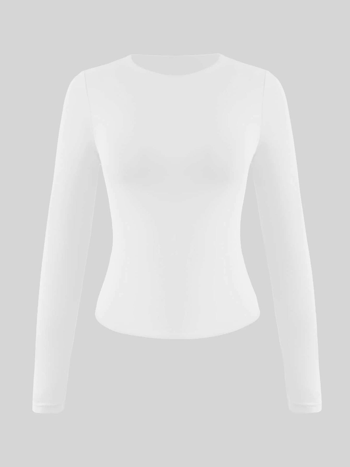 Women's Elastic Fitted White Top, Casual Nightclub Long Sleeve Bright Red T-Shirt, Autumn/Winter/Spring