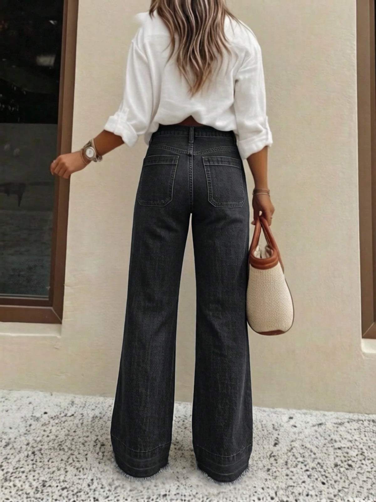 New Women's High-Quality Fashion Casual Loose Fit Denim Wide Leg Pants