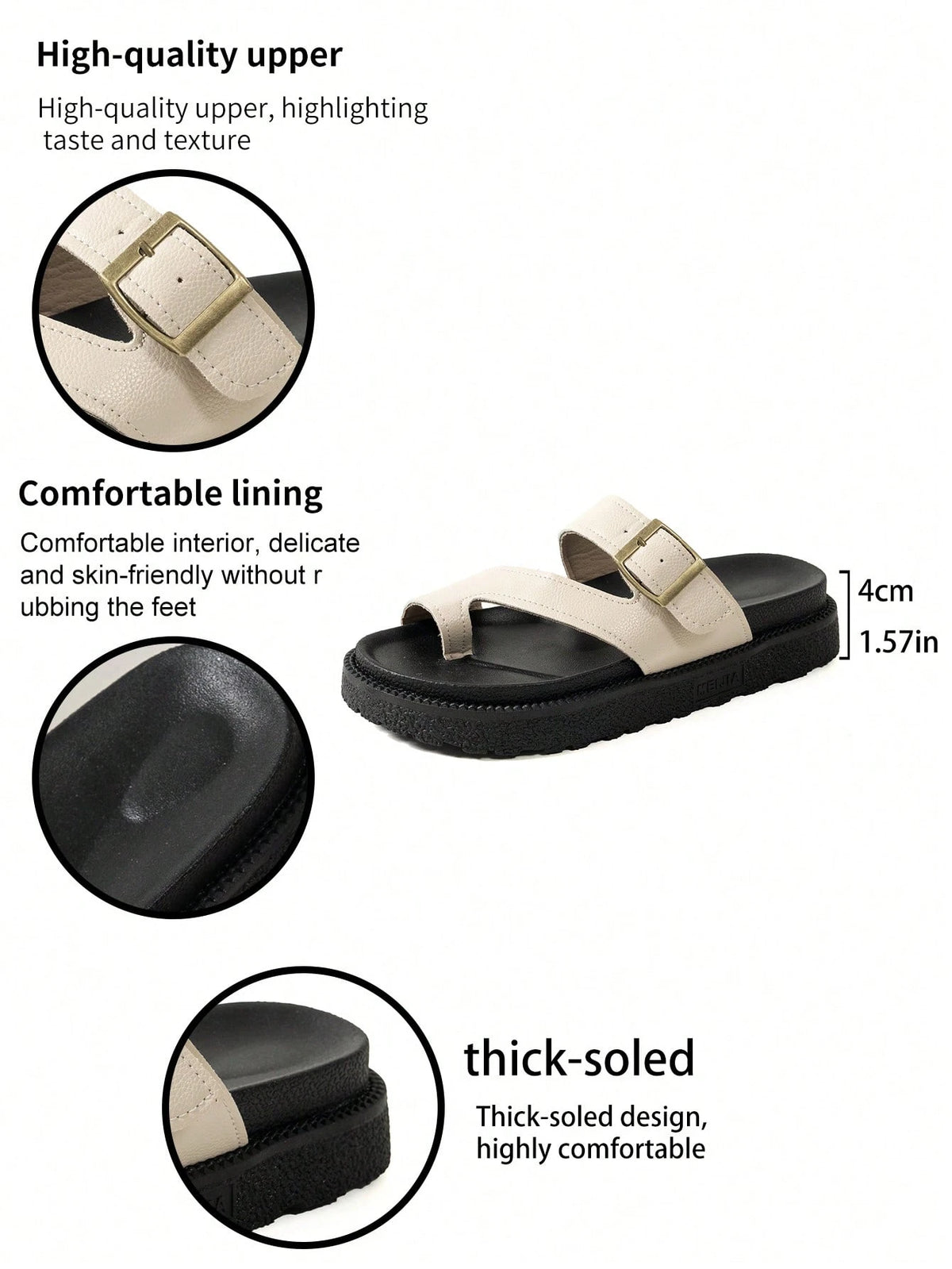 New Fashion Metal Buckle Decor Slip-On Wedge Heel Sandals